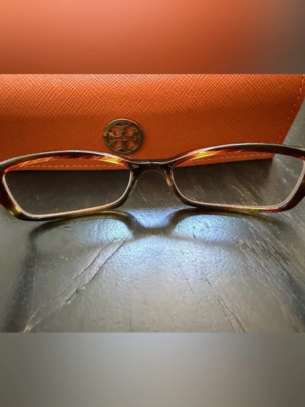Tory Burch Tortoiseshell Rectangular reading Glasses with Case